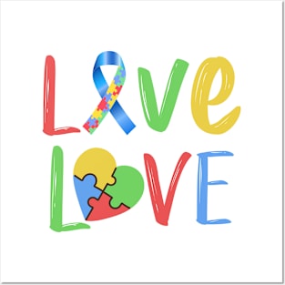 Love Puzzle Piece Autism Awareness Gift for Birthday, Mother's Day, Thanksgiving, Christmas Posters and Art